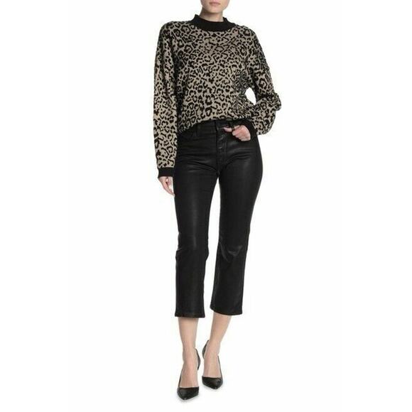 Joe's Jeans Sz 31 The Callie High Rise Bootcut Crop Pants Black Stretch - Picture 1 of 6